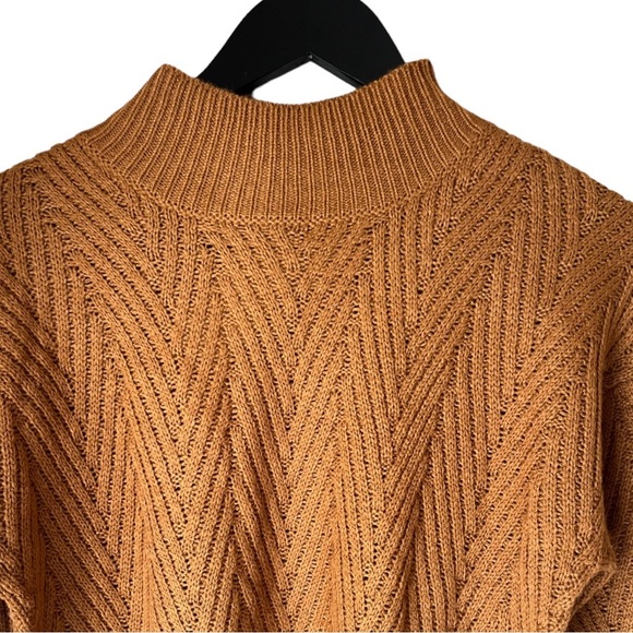 Chestnut Mock Neck Lantern Sleeve Knit Sweater - Picture 2 of 4